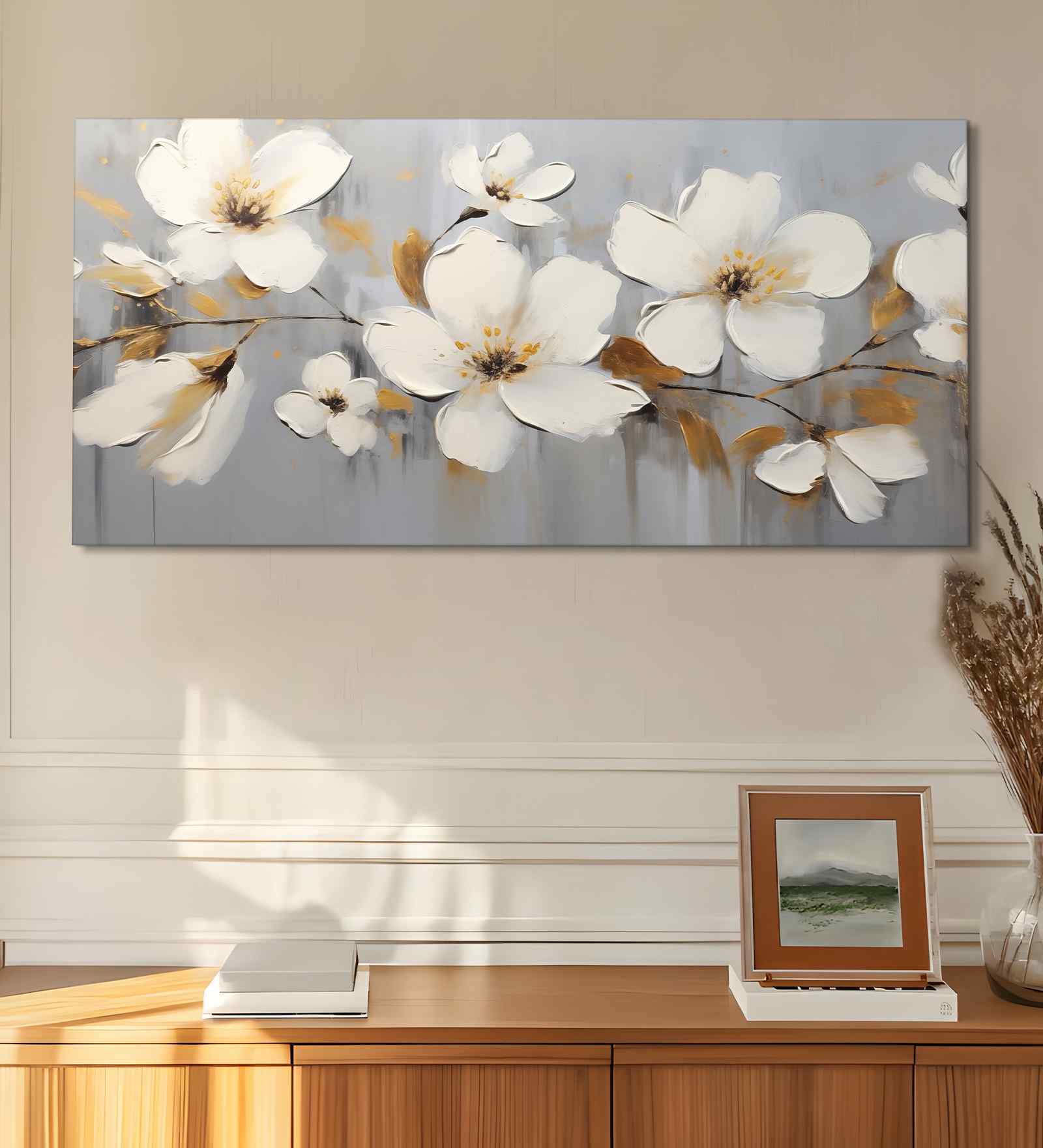 (1Pc) White Canvas Beautiful Abstract Wall Art
