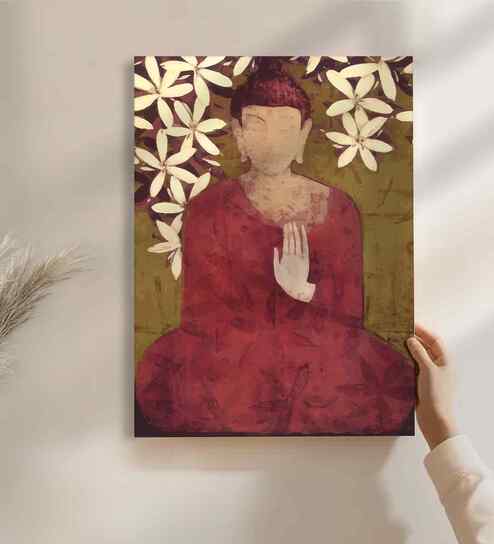 (1Pc) Brown Canvas Buddha Spiritual Wall Art