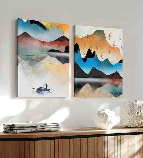 (1Pc) Gold Canvas Landscape Theme Wall Art