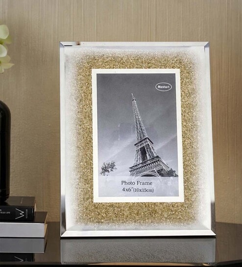 (1Pc) Gold Wooden Golden Glass Photo Frame