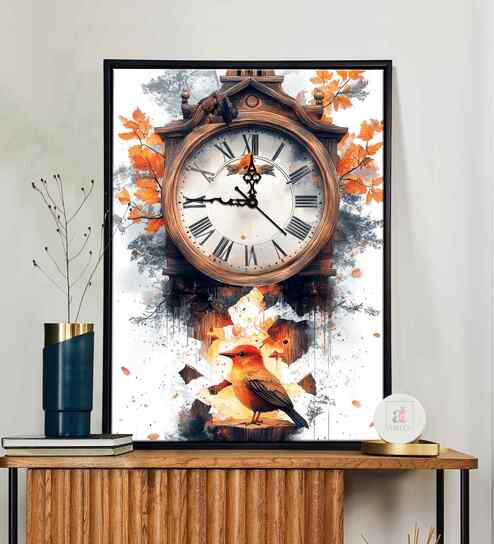 (1Pc) Multicolour Canvas Beautiful Abstract Wall Art with Clock