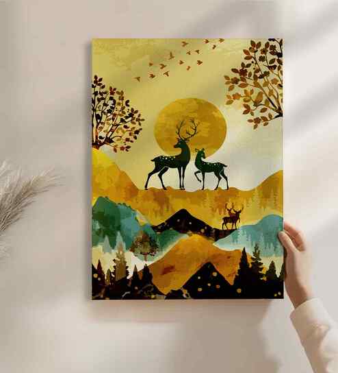 (1Pc) Multicolour Canvas Stretched Animal Wall Art