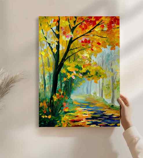 (1Pc) Multicolour Canvas Stretched Floral Wall Art