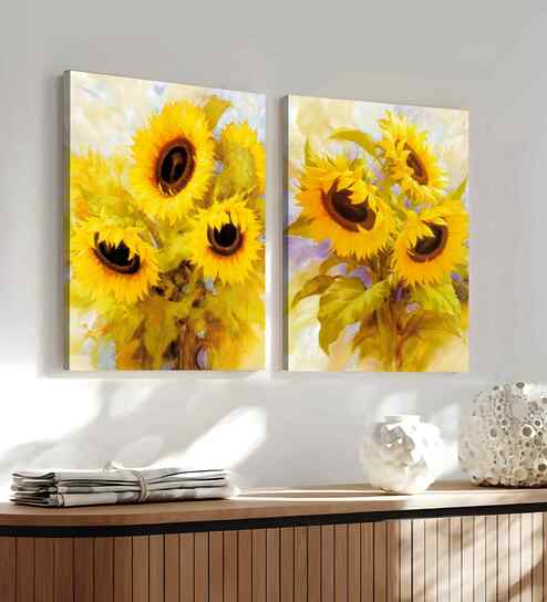 (1Pc) Multicolour Canvas Yellow Sunflower Wall Art