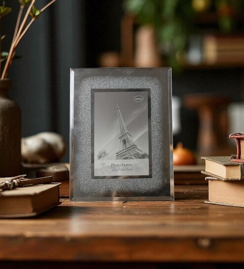 (1Pc) Silver Wooden Silver Glass Photo Frame