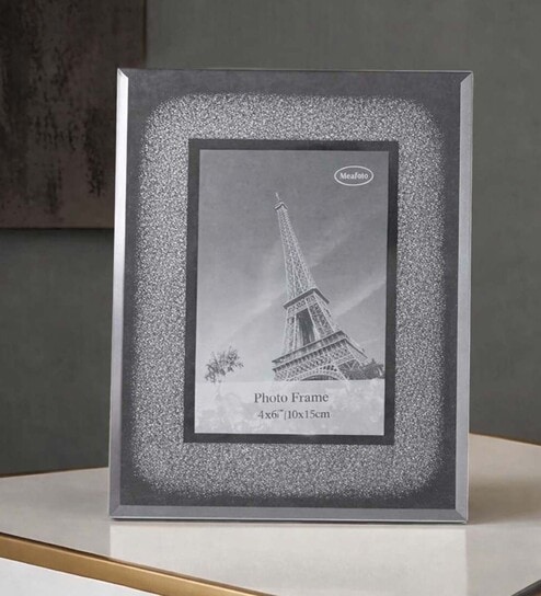 (1Pc) Silver Wooden Silver Glass Photo Frame