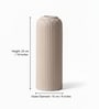 (1Pc) Beige Ceramic  Ribbed Design Matt Finished 10 Inch  Table Vase