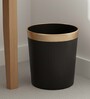 (1Pc) Black Faux Leather Open Top Office and Home Dustbin