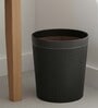 (1Pc) Black Faux Leather Open Top Office and Home Dustbin