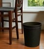 (1Pc) Black Faux Leather Open Top Office and Home Dustbin