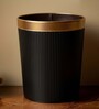 (1Pc) Black Faux Leather Open Top Office and Home Dustbin