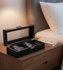 (1Pc) Black Faux Leather Watch Organizer Box Case with Glass Lid for Men Women