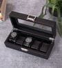 (1Pc) Black Faux Leather Watch Organizer Box Case with Glass Lid for Men Women