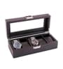 (1Pc) Black Faux Leather Watch Organizer Box Case with Glass Lid for Men Women