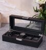 (1Pc) Black Faux Leather Watch Organizer Box Case with Glass Lid for Men Women