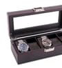 (1Pc) Black Faux Leather Watch Organizer Box Case with Glass Lid for Men Women