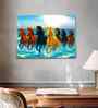 (1Pc) Blue Canvas Running Horses Wall Art