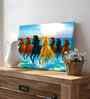 (1Pc) Blue Canvas Running Horses Wall Art