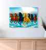 (1Pc) Blue Canvas Running Horses Wall Art