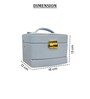 (1Pc) Blue Faux Leather Mirror Multiple Compartments with Lock Jewellery Organizer