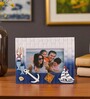 (1Pc) Blue Glass Chequered Photo Frame
