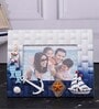 (1Pc) Blue Glass Chequered Photo Frame