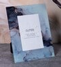 (1Pc) Blue Wooden Shades-Blue Marble Glass Photo Frame