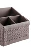 (1Pc) Brown Faux Leather 3 Compartments Office Tabletop Storage Box