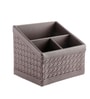 (1Pc) Brown Faux Leather 3 Compartments Office Tabletop Storage Box