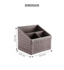 (1Pc) Brown Faux Leather 3 Compartments Office Tabletop Storage Box