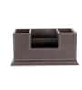 (1Pc) Brown Faux Leather 4 Compartments Office Tabletop Storage Box