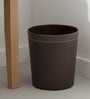 (1Pc) Brown Faux Leather Open Top Office and Home Dustbin