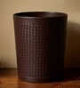 (1Pc) Brown Faux Leather Open Top Office and Home Dustbin