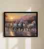 (1Pc) Brown Fibre Running Horses Wall Art