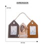 (1Pc) Brown Glass Wooden Family Wall Hanging Photo Frame