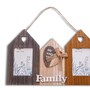 (1Pc) Brown Glass Wooden Family Wall Hanging Photo Frame