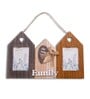 (1Pc) Brown Glass Wooden Family Wall Hanging Photo Frame
