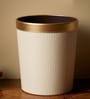 (1Pc) Cream Faux Leather Open Top Office and Home Dustbin (1Pc) Cream Faux Leather Open Top Office and Home Dustbin