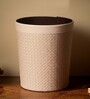 (1Pc) Cream Faux Leather Open Top Office and Home Dustbin