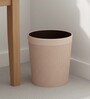 (1Pc) Cream Faux Leather Open Top Office and Home Dustbin