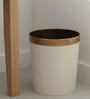 (1Pc) Cream Faux Leather Open Top Office and Home Dustbin (1Pc) Cream Faux Leather Open Top Office and Home Dustbin