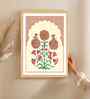 (1Pc) Cream Fibre Mughal Floral Wall Art