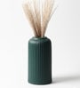 (1Pc) Dark Green  Ceramic  Ribbed Design Matt Finished 6 Inch  Table Vase