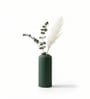 (1Pc) Dark Green  Ceramic  Ribbed Design Matt Finished 8 Inch  Table Vase