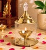 (1Pc) Gold Metal Akhand Jyot Diya