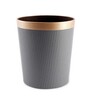 (1Pc) Gray Faux Leather Open Top Office and Home Dustbin