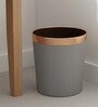 (1Pc) Gray Faux Leather Open Top Office and Home Dustbin