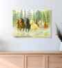 (1Pc) Green Canvas Running Horses Wall Art