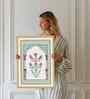 (1Pc) Green Fibre Mughal Floral Wall Art