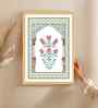 (1Pc) Green Fibre Mughal Floral Wall Art